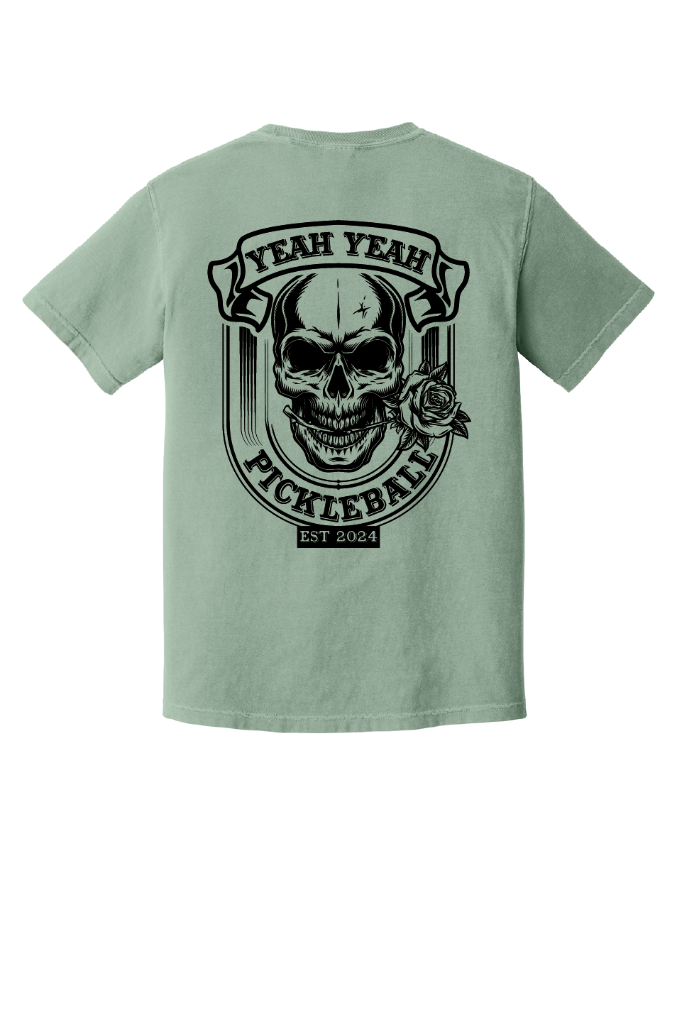 Skull Rose Tee Sage Short Sleeve